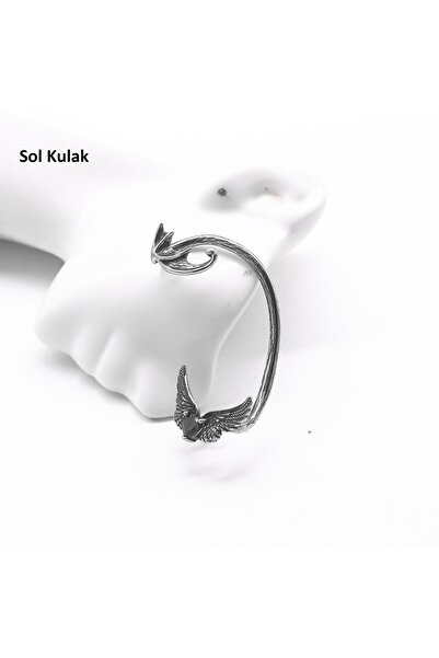 Viking Ear Cuff Zircon Heart Wing Design Nail Model S+ Quality 316L Stainless Tarnish-Free Steel Earring Single Piece