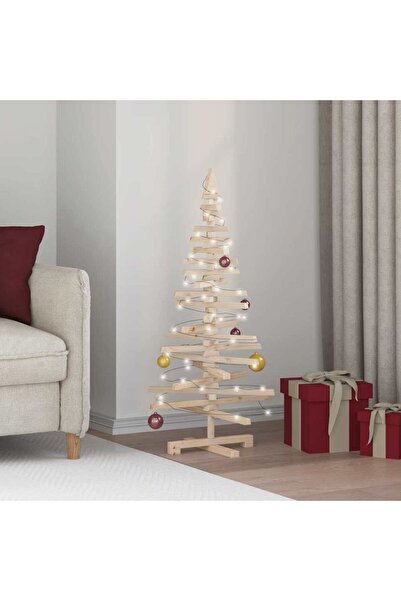 vidaxl شجرة عيد الميلاد الخشبية للزينة 120 سم من خشب الصنوبر الصلب