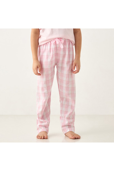 Juniors Unicorn Embroidered T-shirt and Checked Pyjama Set