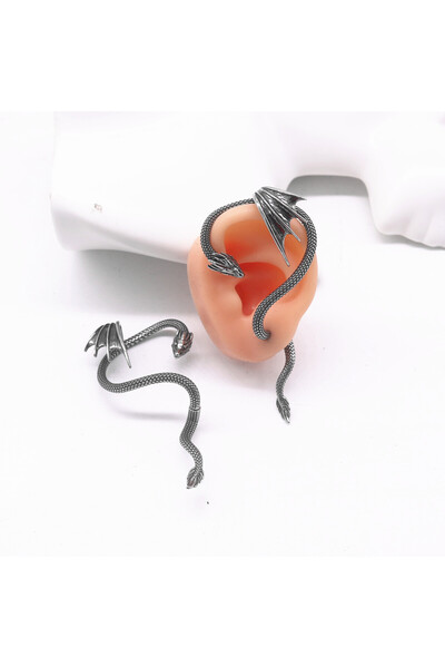 Viking Ear Cuff Dragon Wing Design Nail Model S+ Quality 316L Stainless Steel Non-Tarnish Earring Single Piece