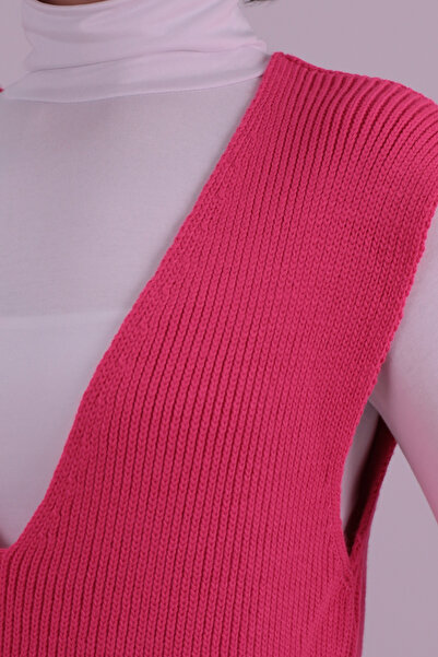 armonika Women's Fuchsia V-Neck Thessaloniki Knitwear Sweater Arm-26K136005