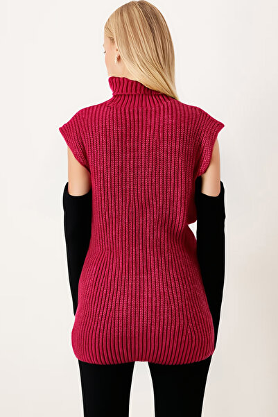 armonika Women's Fuchsia Turtleneck Sleeves Low-Cut Knitwear Sweater Arm-26K136015