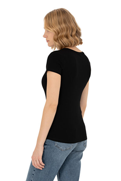 U.S. Polo Assn. Γυναικείο μπλουζάκι μαύρο με λαιμόκοψη