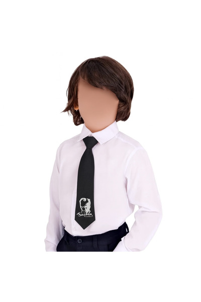 Herşey Nota Men's Ataturk Printed Children's Black Elastic Tie – Ages 1-7 November 10Th, Graduation and Ceremony Attire