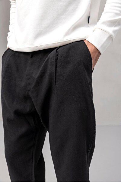 Valiberta Ανδρικό παντελόνι με πλισέ από μαλακό ύφασμα Wilder - Μαύρο