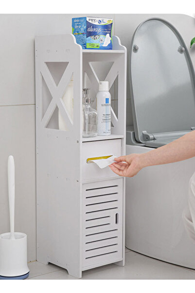 Generic Freestanding Vertical Storage Cabinet with Door and Open Shelves