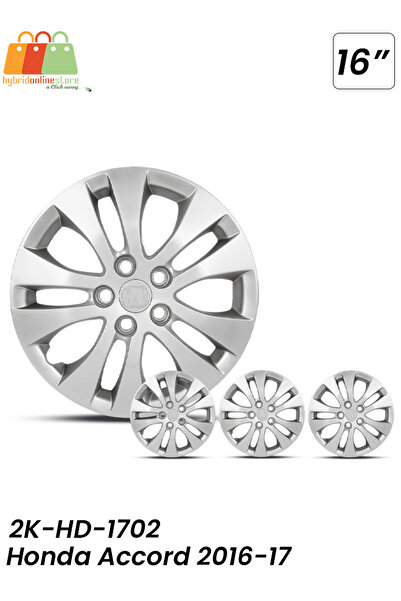 Honda أغطية عجلات فضية مقاس ١٦ بوصة لسيارة أكورد ٢٠١٦-٢٠١٧، مجموعة من ٤ أغطية مركزية ABS متينة، رقم الموديل ٢K-HD-١٧٠٢