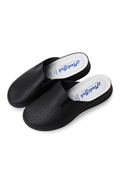 MediSab Saboti medicali anatomici ultra lejeri, piele naturala, culoare negru cu elastic, unisex