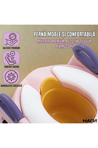 MACVI ® CozyMood 3-in-1 kids WC reducer, potty, stool, soft cushion, foldable, BPA Free, pink-purple.