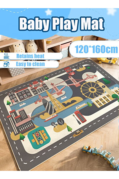 Generic Kids Carpet Playmat Rug 120 x 160cm City Map Playmat, City Life Game Area Road Traffic Carpet