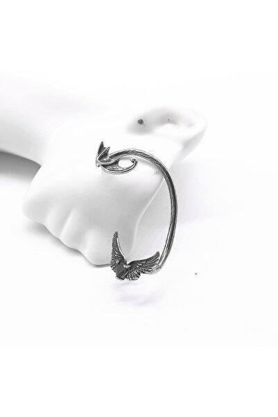 Viking Ear Cuff Zircon Heart Wing Design Nail Model S+ Quality 316L Stainless Tarnish-Free Steel Earring Single Piece