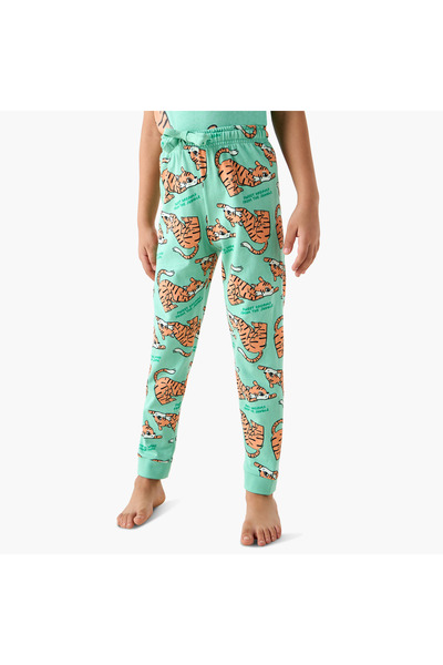 Juniors Tiger Print T-shirt and Pyjama Set