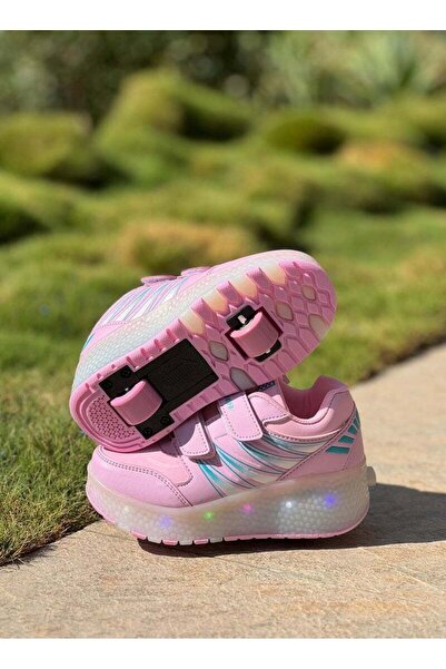 Little Rockz LED Flash Light Fashion Shiny Sneaker Skate Heelys Shoes With Wheels And Lightning Sole