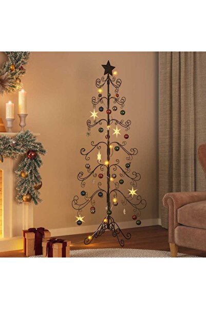 vidaxl شجرة عيد الميلاد المعدنية للزينة باللون الأسود 180 سم