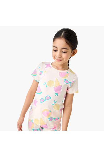Juniors Printed T-shirt and Pyjama Set