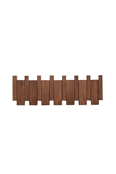 THK ® piano wall hanger with 6 retractable wooden hooks, space organizer, , brown
