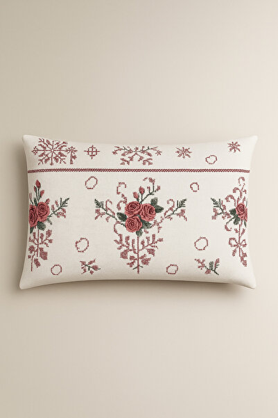 Bonny Home غطاء وسادة روزينا منقوش باللون الأرجواني مكون من قطعتين من القماش القطني مع سحاب