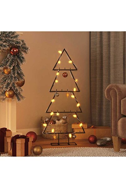 vidaxl شجرة عيد الميلاد المعدنية للزينة باللون الأسود 125 سم