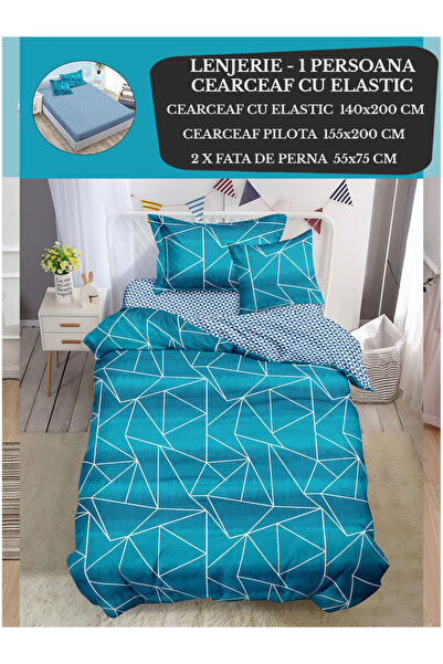 Patul Single Duvet Cover Bedding Set, Fine Cotton, 1 Person, 4 Pieces, Fitted...