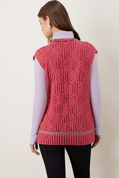 armonika Women's Coral V-Neck Knitwear Sweater Arm-26K136004