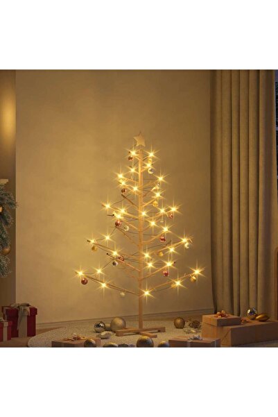 vidaxl Wooden Christmas Tree with Stand Natural 150 cm Solid pine wood
