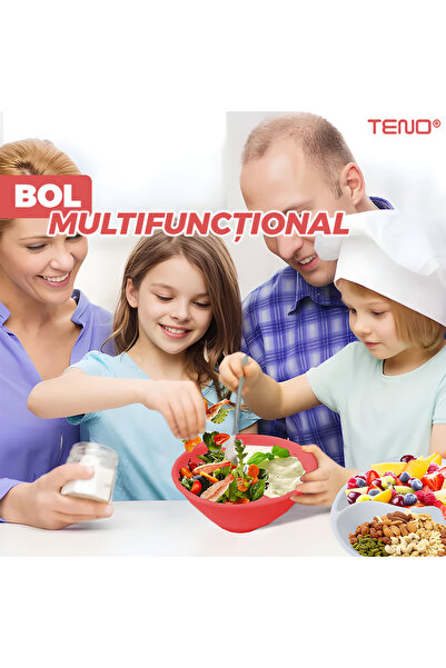 Teno 3-in-1 Cereal Bowl Teno®, built-in separator, rear handle grip, crunchy cereals, red