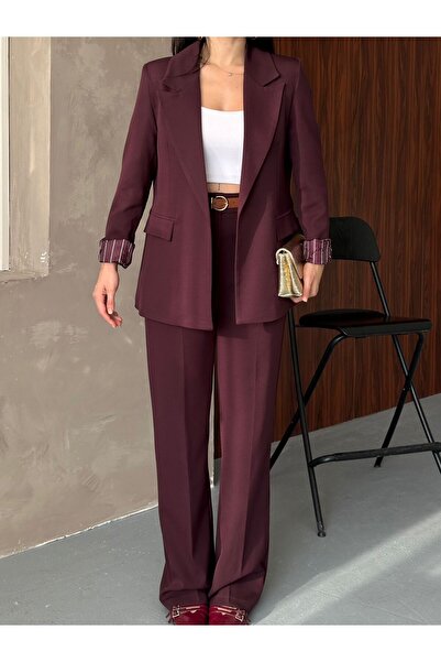 MYGİYİMİSTANBUL Blazer Jacket wide leg Pants Set