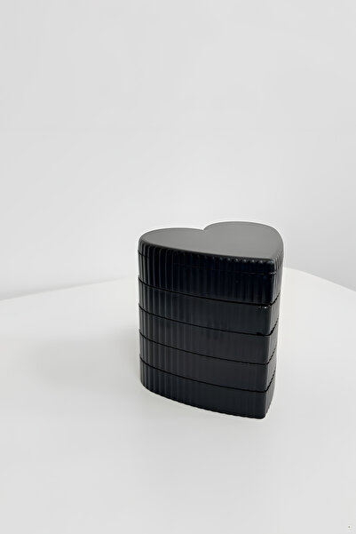 ZURİ DESİGN Heart-Shaped Foldable Jewelry and Accessory Organizer – Black Color with Mirror