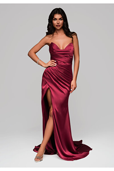 OMBRE Abendkleid LA-OM-DLR140 - bordeauxrot