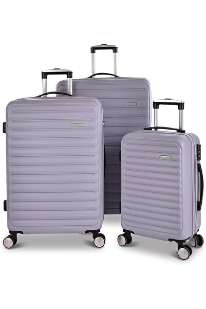 Track 3-Piece ABS Hardside Spinner Luggage Set w/ TSA Lock, 20/25/30 in (Purple L)