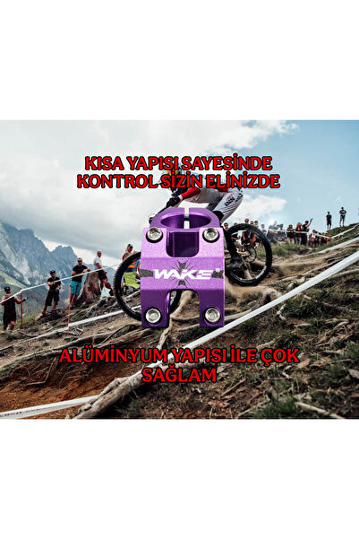 Wake Mor Alüminyum Kısa Gidon Boğazı 31.8 mm MTB BMX Bisiklet Stem