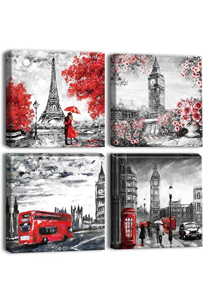 ALAYRA International لوحة فنية جدارية لزوجين مع ساعة بيغ بن وبرج إيفل (30×30 ...