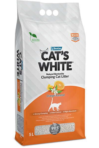Cat's White Cat’s White Orange Clumping Litter 5L–Fast clumping, odor control, low dust, keeps box fresh cleanly