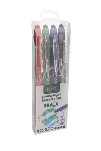 Roco قلم حبر جاف قابل للمسح مكون من 4 قطع (أحمر/أزرق/أسود/أخضر)