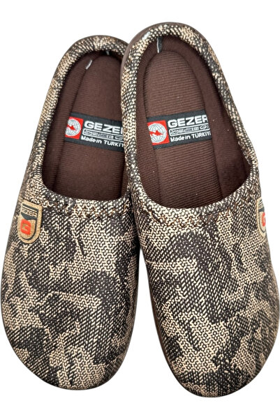 GEZER Ανδρικές παντόφλες, καφέ με με τύπωμα , μέγεθος 44, 27,5 cm, άνετη σόλα, ζεστές