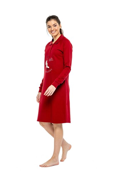 MOD Collection - Kadın Bordo Patlı Gecelik 3978