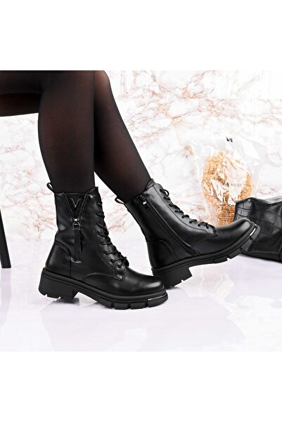 Tmall Ghete de damă, din piele cu interior din blană, TM1GD1078, Negru