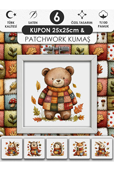 FabricMarket Patchwork Kumaş Seti – Dikiş ve Hobi İçin %100 Pamuk Desenli Kumaş Kuponları