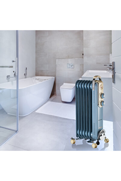 ARIETE Oil radiator VINTAGE 0837/05, 1500W, 7 fins, 15m2, 3levels, 360° swivel castors, Handle, Blue