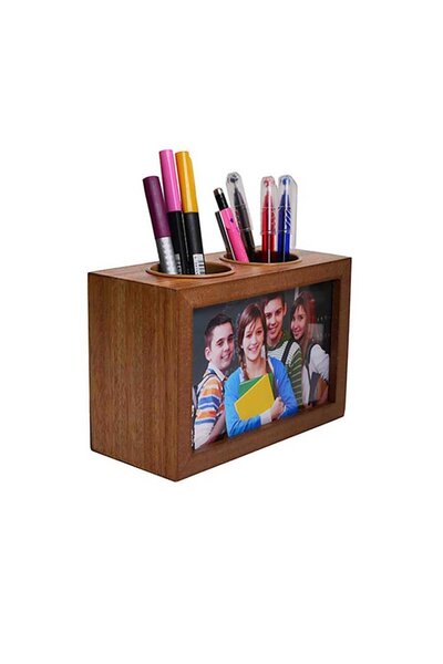 ATABY Double Sided Wooden Photo Frame with Pen Holder 15X10