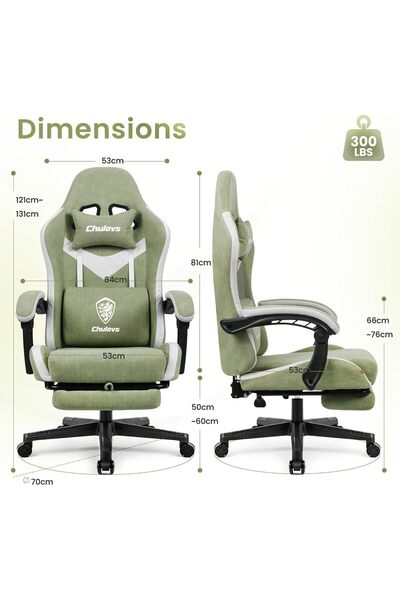 Chulovs Gaming Chair Ergonomic Reclining Office Computer Desk Chair (Green)