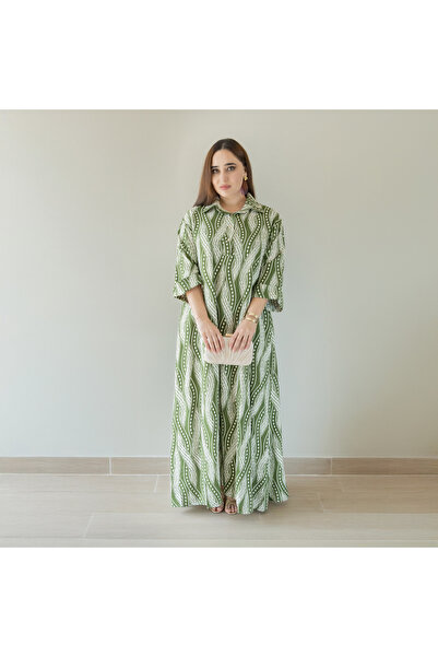 LINELLE فستان نسائي كاجوال – فستان مطبوع من مزيج الرايون