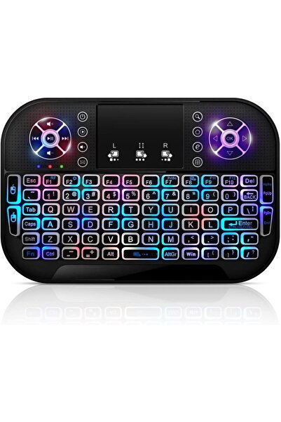 Generic لوحة مفاتيح لاسلكية صغيرة Xivor مزودة بإضاءة خلفية RGB بسبعة ألوان ولوحة لمس (USB 2.4G)