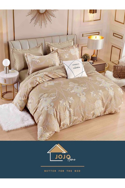 JOJO HOME Bed linen set, fine cotton, 6 pieces, 230x240cm, Royal Beige