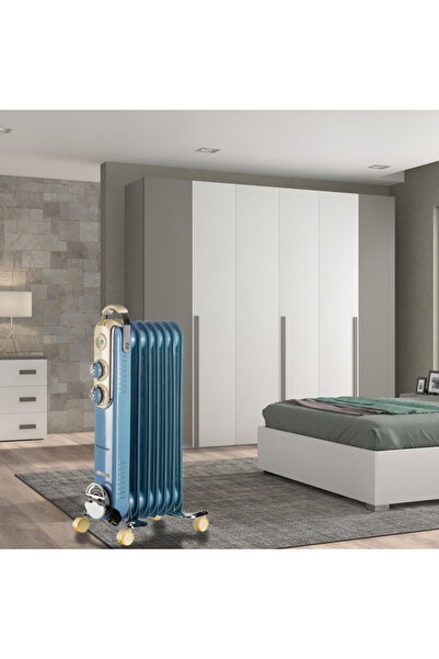 ARIETE Oil radiator VINTAGE 0837/05, 1500W, 7 fins, 15m2, 3levels, 360° swivel castors, Handle, Blue