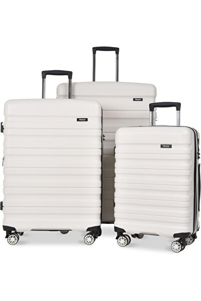 Track 3-Piece 8-Wheel Polypropylene Luggage Set (20",25",30") - White