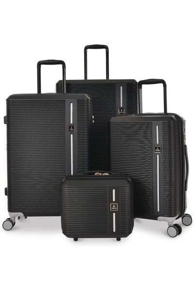 Track 4-Piece ABS Hard Shell Spinner Luggage Set with TSA Lock (Black2, HK333/4P)