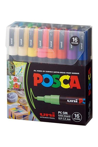 POSCA 16-Piece Bullet Shaped Paint Marker Set 0.9-1.3 mm Multicolour