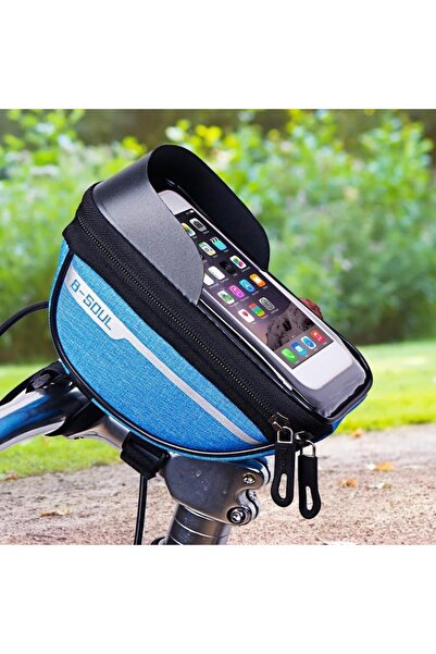 Flippy Waterproof Bike Handlebar Bag with Phone Case, fits phones up to 16 cm, 18.5x9.5 cm, Blue
