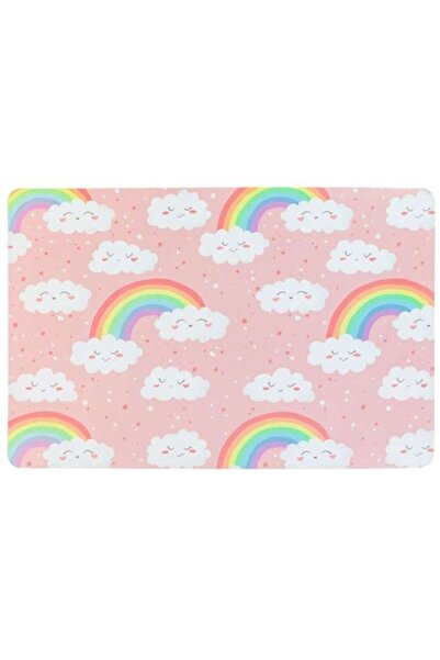 OEM Set suporturi pentru farfurii 2 piese, model pentru fete, curcubeu și nor, multicolor, 43,5x28,5 cm